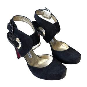 Vintage Luciano Padovan Red Bottom Suede Snakeskin Heels 36.5 / US 6